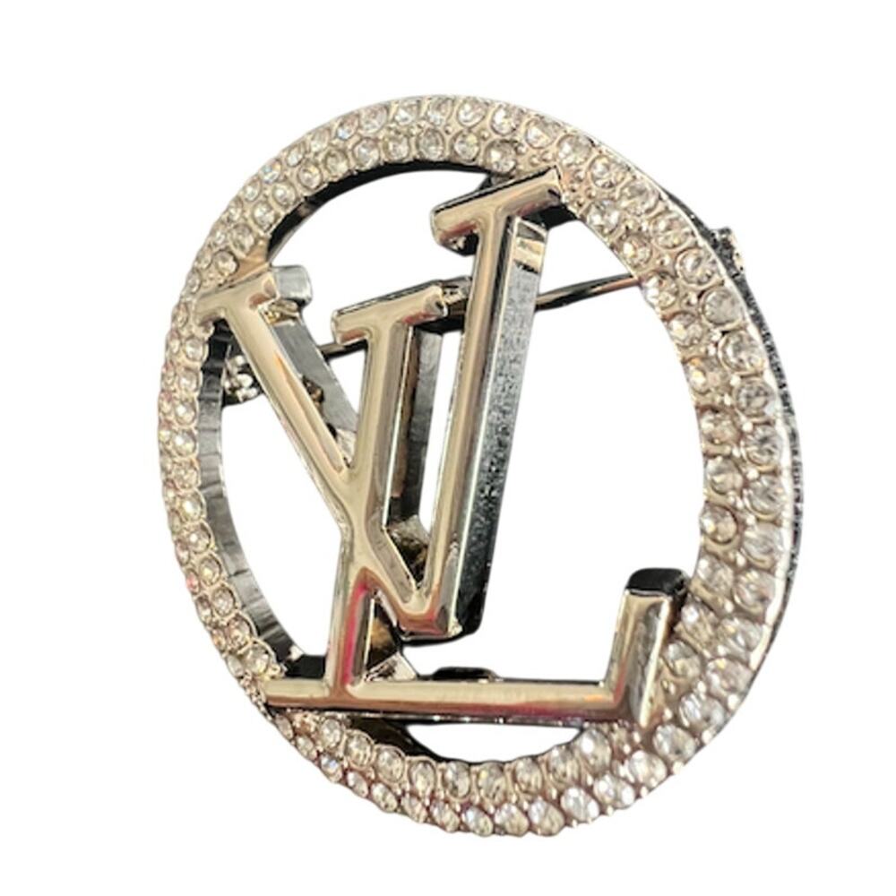 Louis Vuitton Silver Circle LV Monogram Crystal Brooch (LVXX014) - Picture 2 of 4